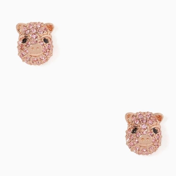 $68 Kate Spade Imagination Pave Pink Pig Stud Earrings - Picture 5 of 5